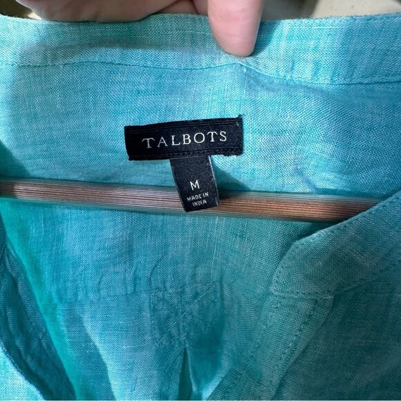 Talbots Long Sleeve Linen Button Front Top Size Medium - Picture 7 of 7